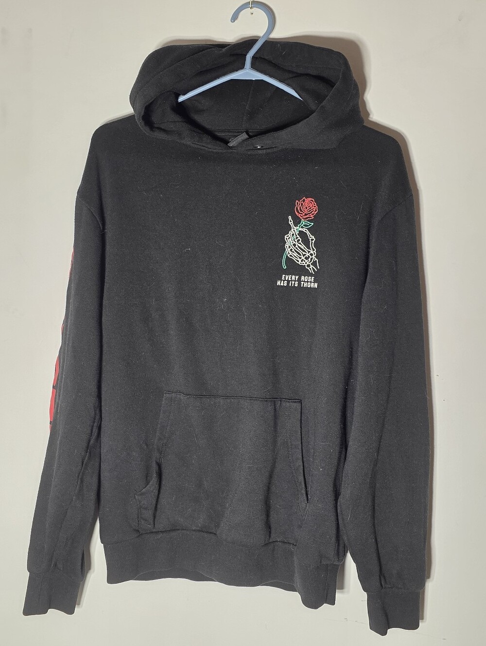 Arsenic Graphic Hoodie – Skeleton Hand & Rose – Black – Streetwear